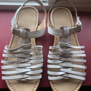 White crossed sandals
